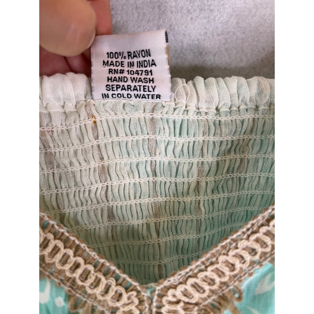 Ananta dress bohemian luxury patchwork seafoam green Sz L/XL beach cottage core - Picture 4 of 4